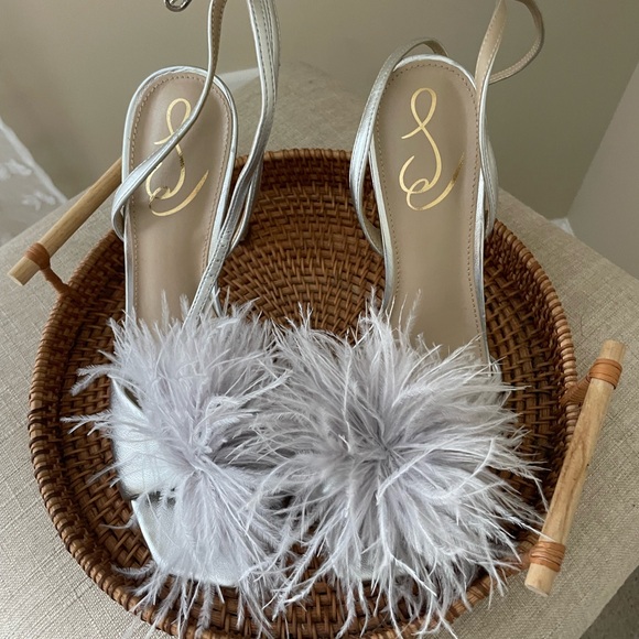 Sam Edelman silver Leon feather heels in box - Picture 5 of 7